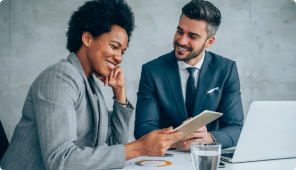 female_and_male_chief_finance_officers_smiling